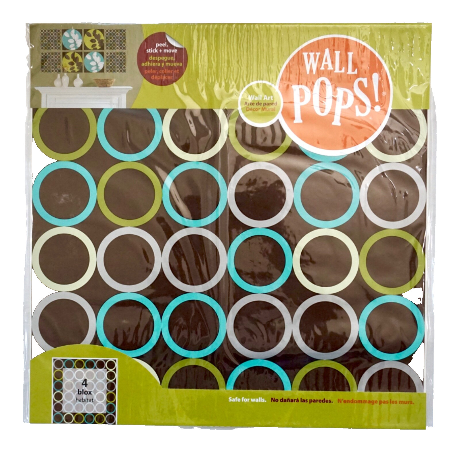 Brewster Wall Pops, Peel & Stick Removable Wall Art, 4 Packs of 4 Pops, 16 Total