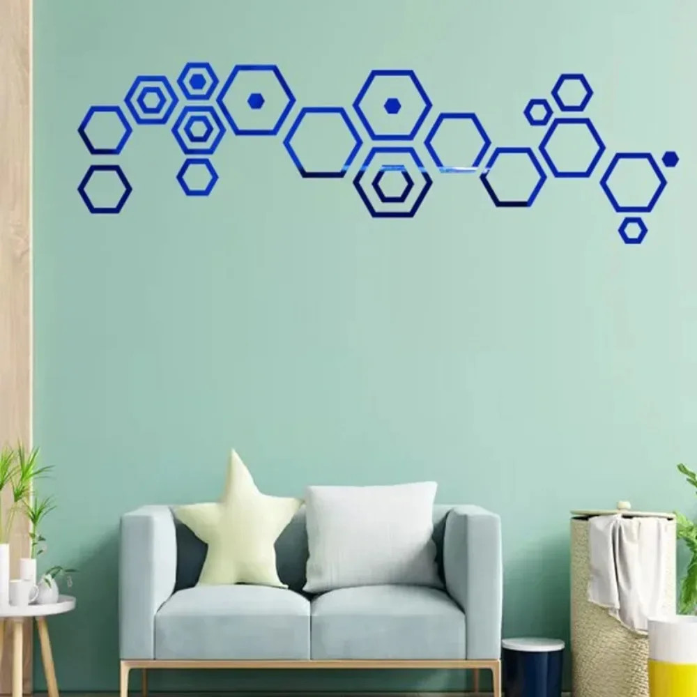 Hexagonal Mirror Stickers 24pcs Acrylic 3d Bedroom Self-adhesive Decoration Home