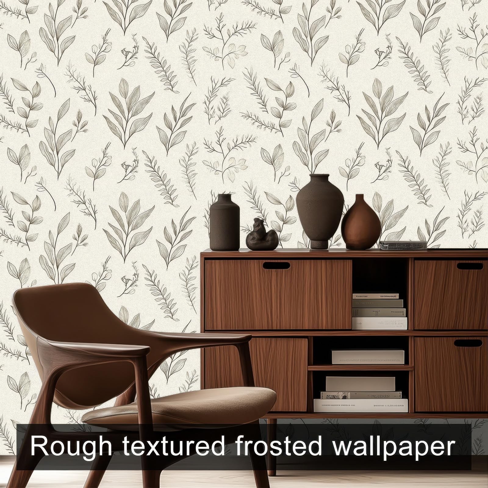 HOMETITUTE Botanical Line Art Wallpaper Peel and Stick Neutral Plant Contact …