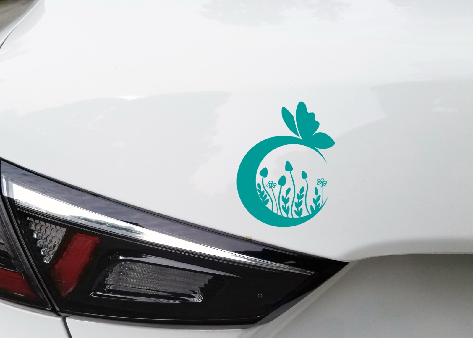 Moon Flowers V1 Custom Vinyl Decals | Pretty Floral Crescent Moon Design