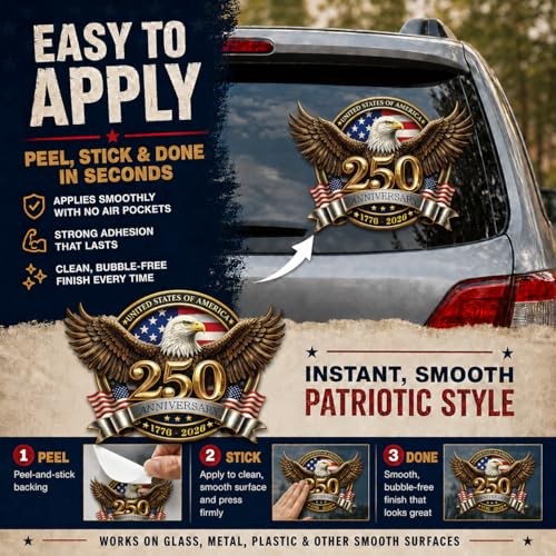 250th Anniversary USA Car Stickers, 2 Pack 8 Inch 250 8-Inch 2-Pack Style-01