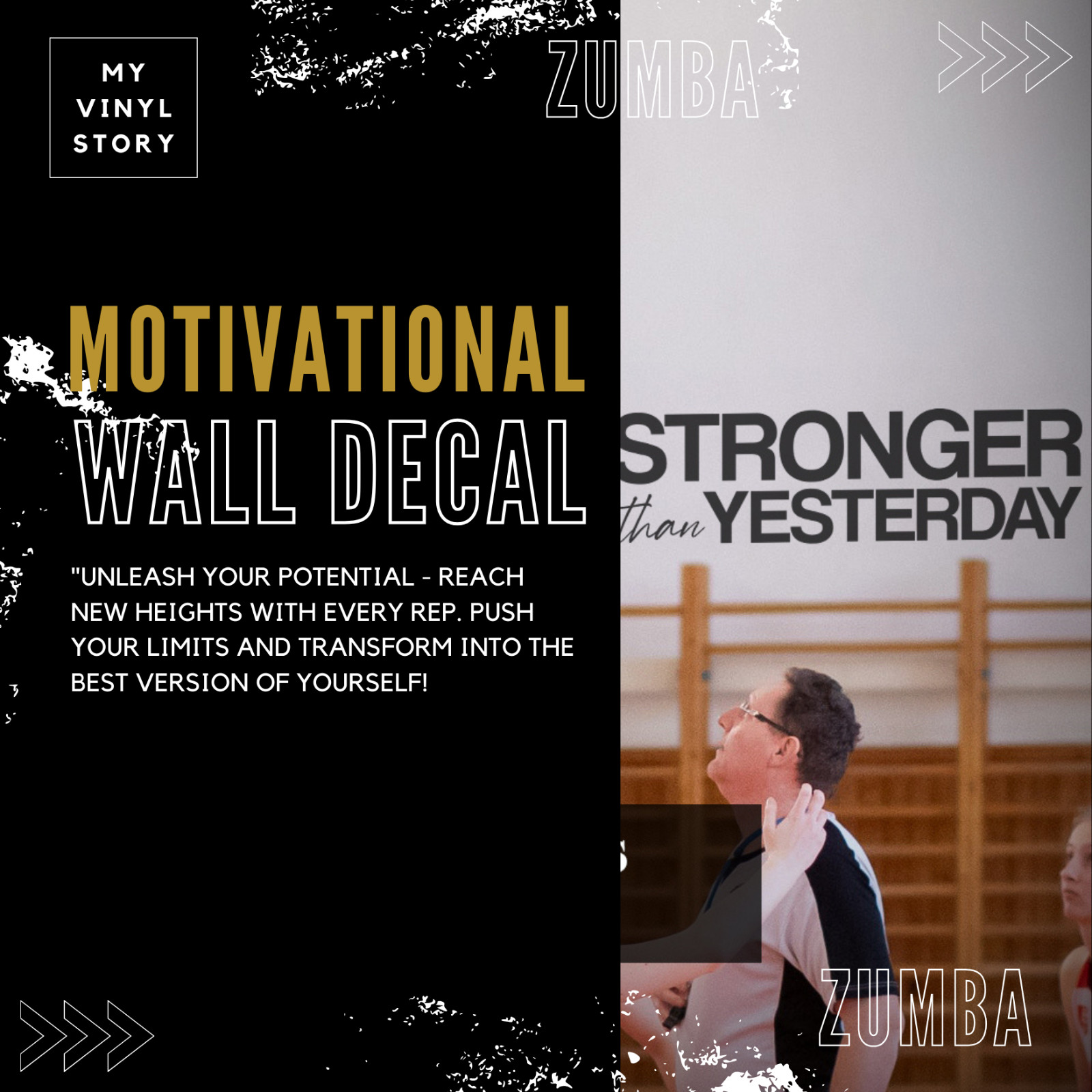 Stronger Than Yesterday Wall Decal Motivational Vinyl Sticker Gym Fitness Room