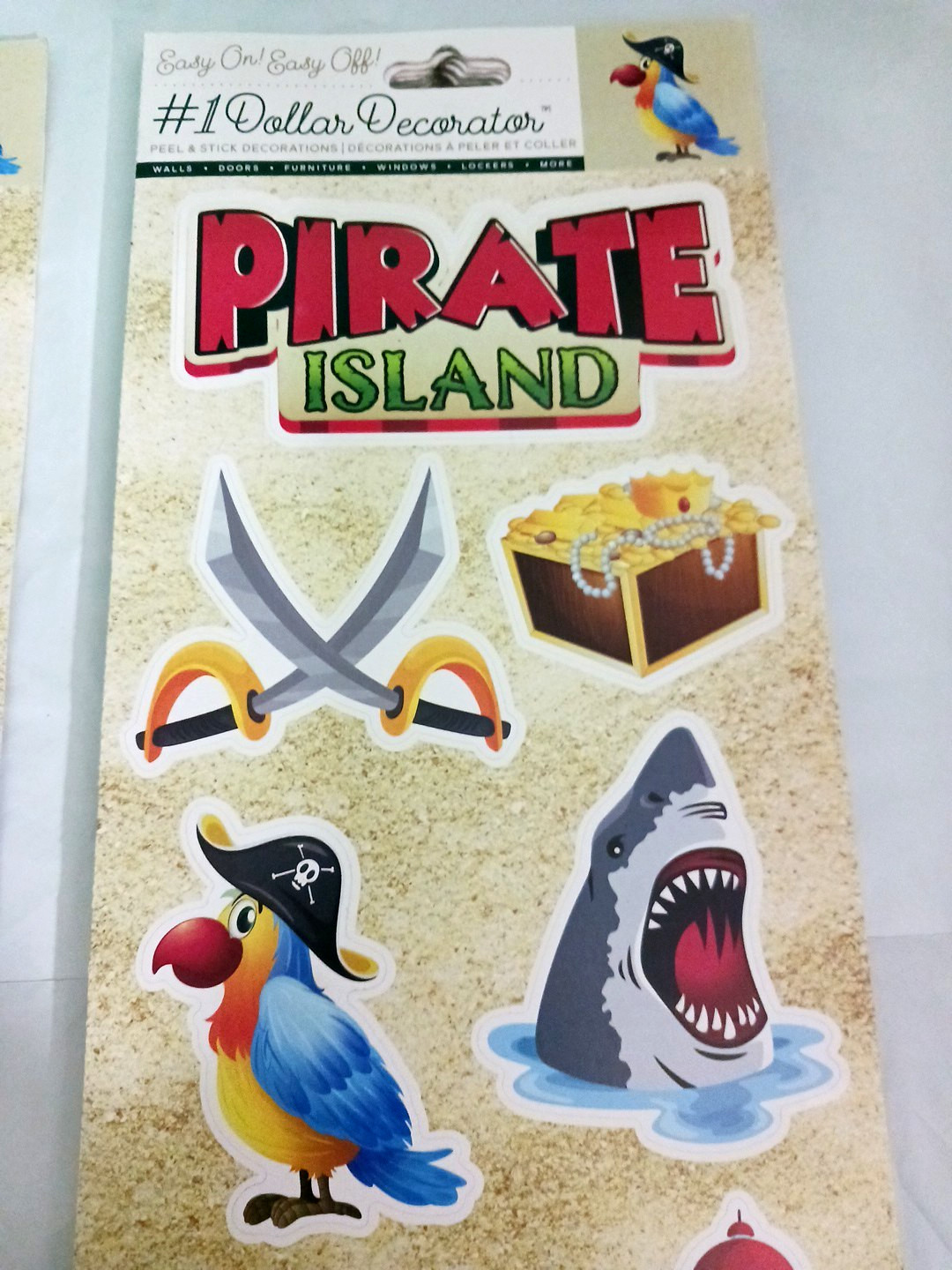 Large Sticker Wall Decals Pirate Island. Treasure chest, lighthouse boat. 5 sets