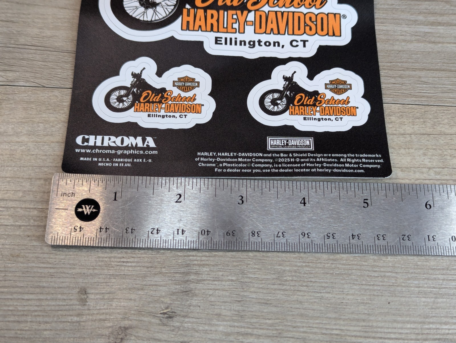 Old School Harley-Davidson Ellington CT Decal Sheet 1 LG 2 SM Chroma 2025