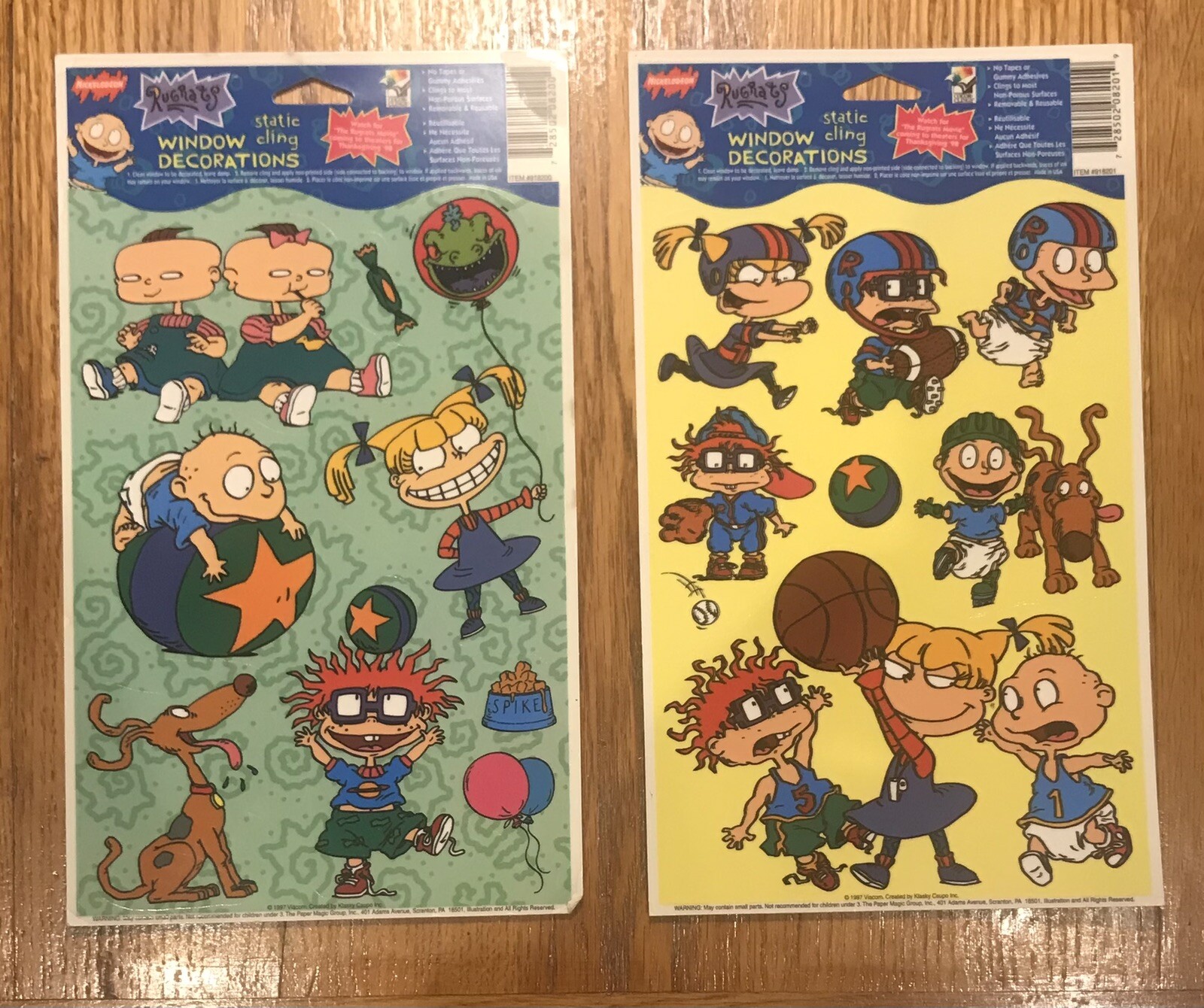 Vtg Rugrats Nickelodeon Static Cling Window Decorations Tommy Chuckie Lot Of 2