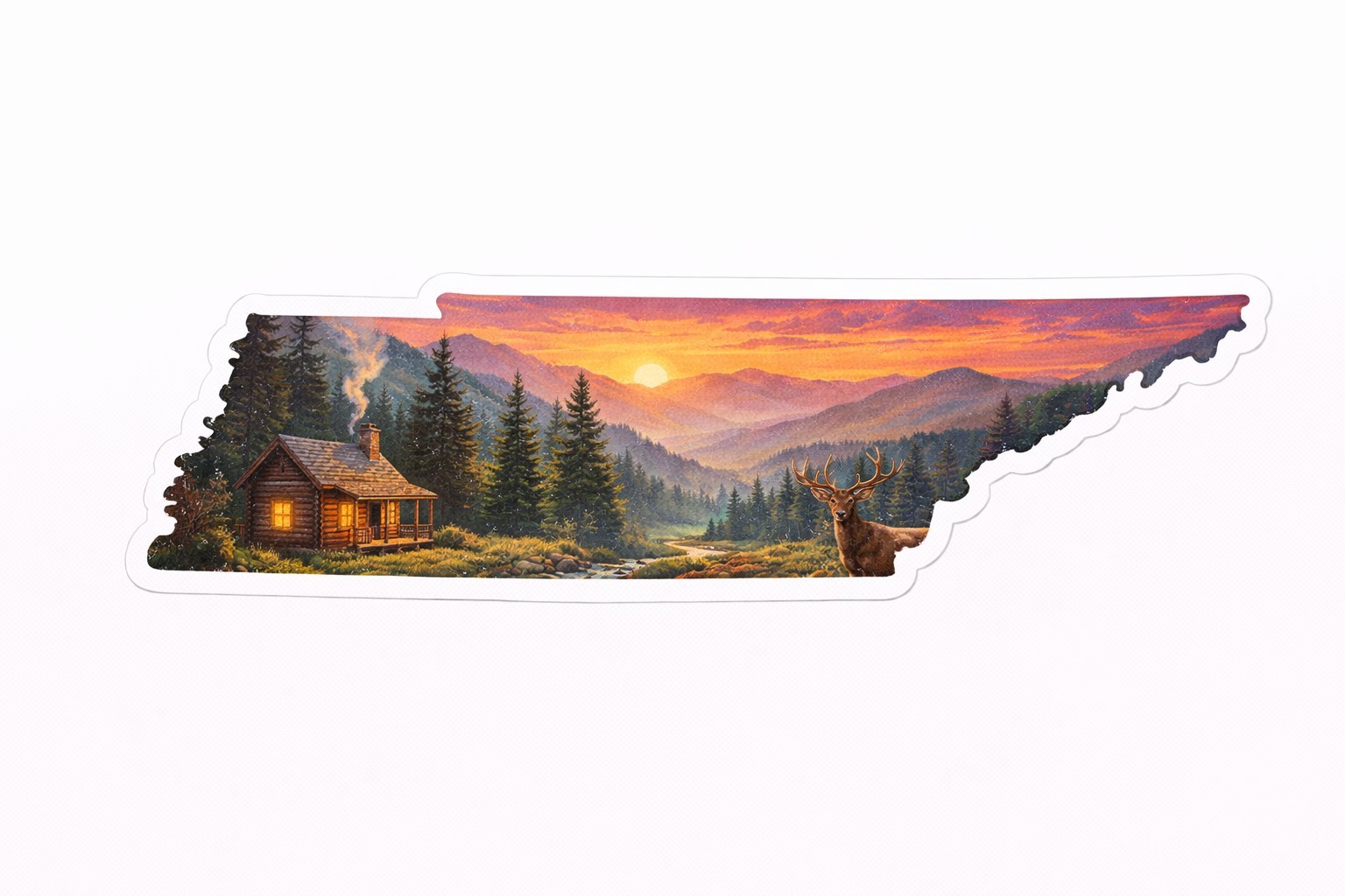 Tennessee Smoky Mountains Cabin Sticker Mountain Vinyl Decal Car Laptop Window