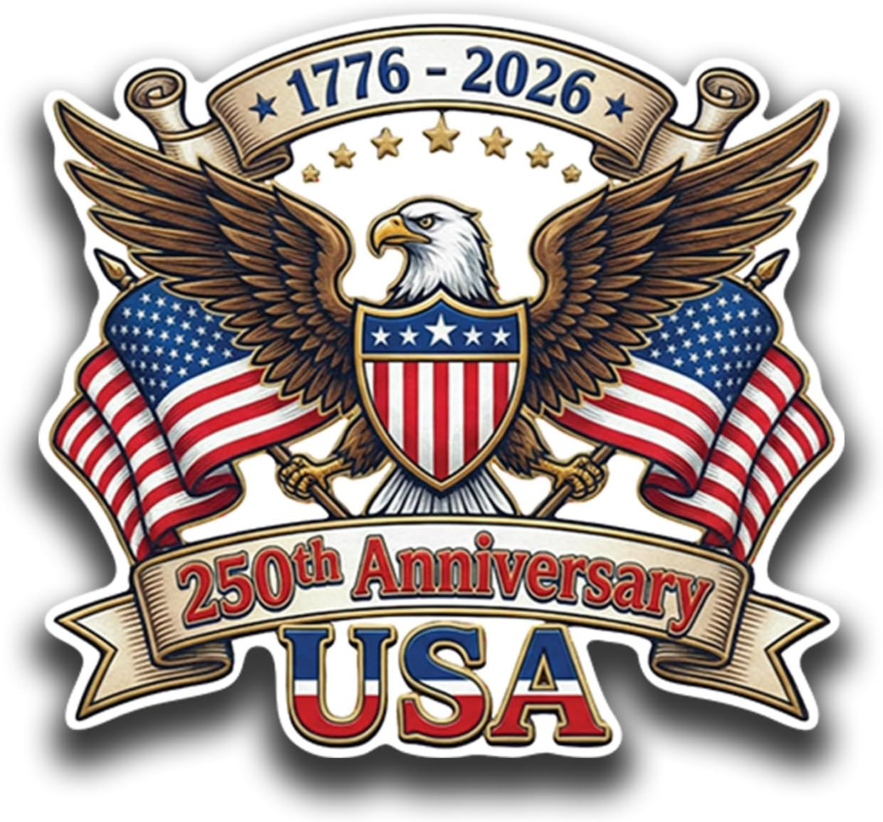 250Th Anniversary USA Sticker 3 Pack – 1776-2026 Patriotic Eagle Vinyl Decal for