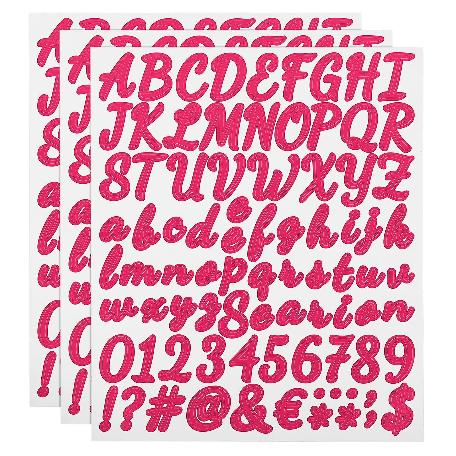 252 Piece Vinyl Stickers for Letters and Numbers (Fuchsia, 2.5cm)