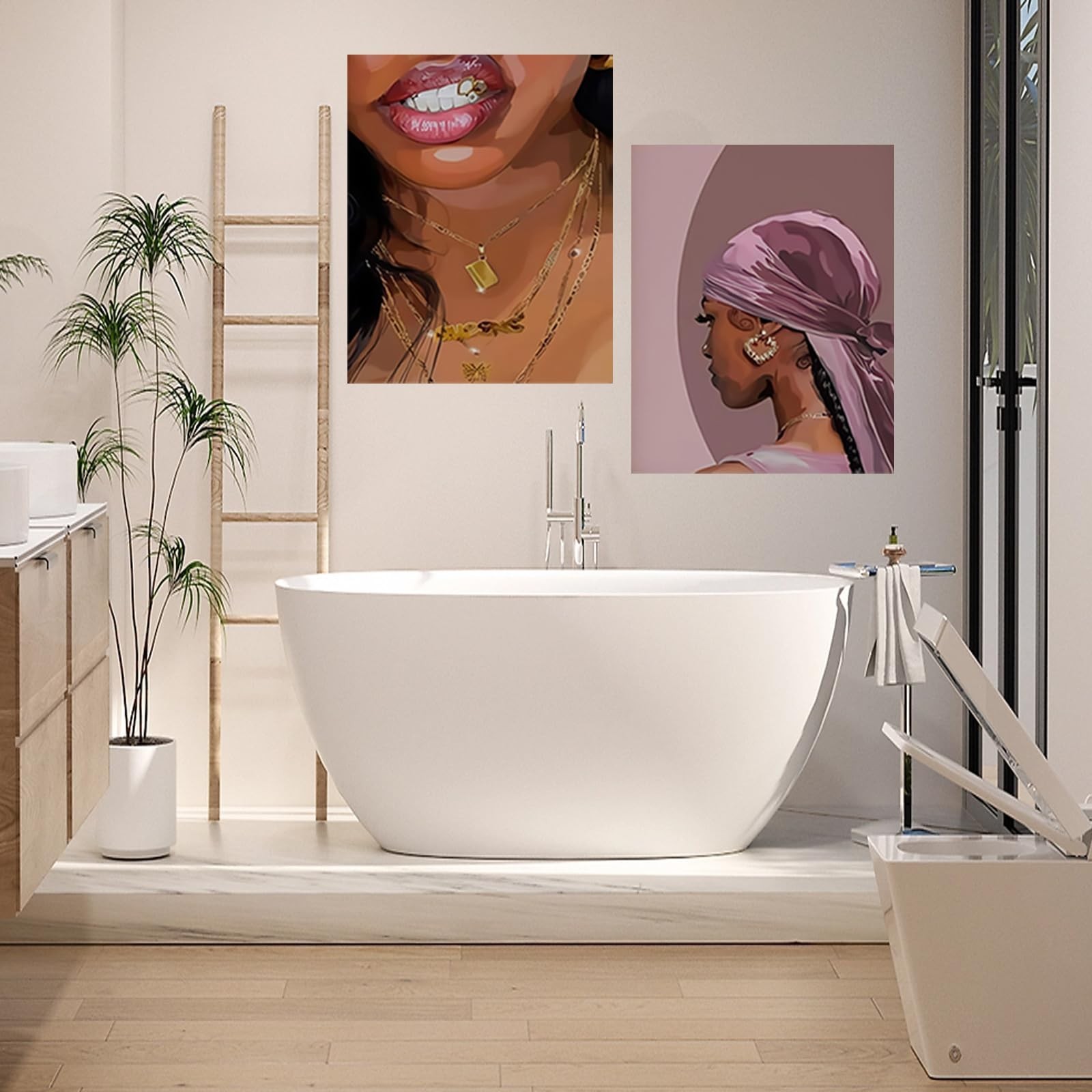 4 PCS Fashion Black Woman Aesthetic Poster Set Empowering Trendy Wall Art Abs…