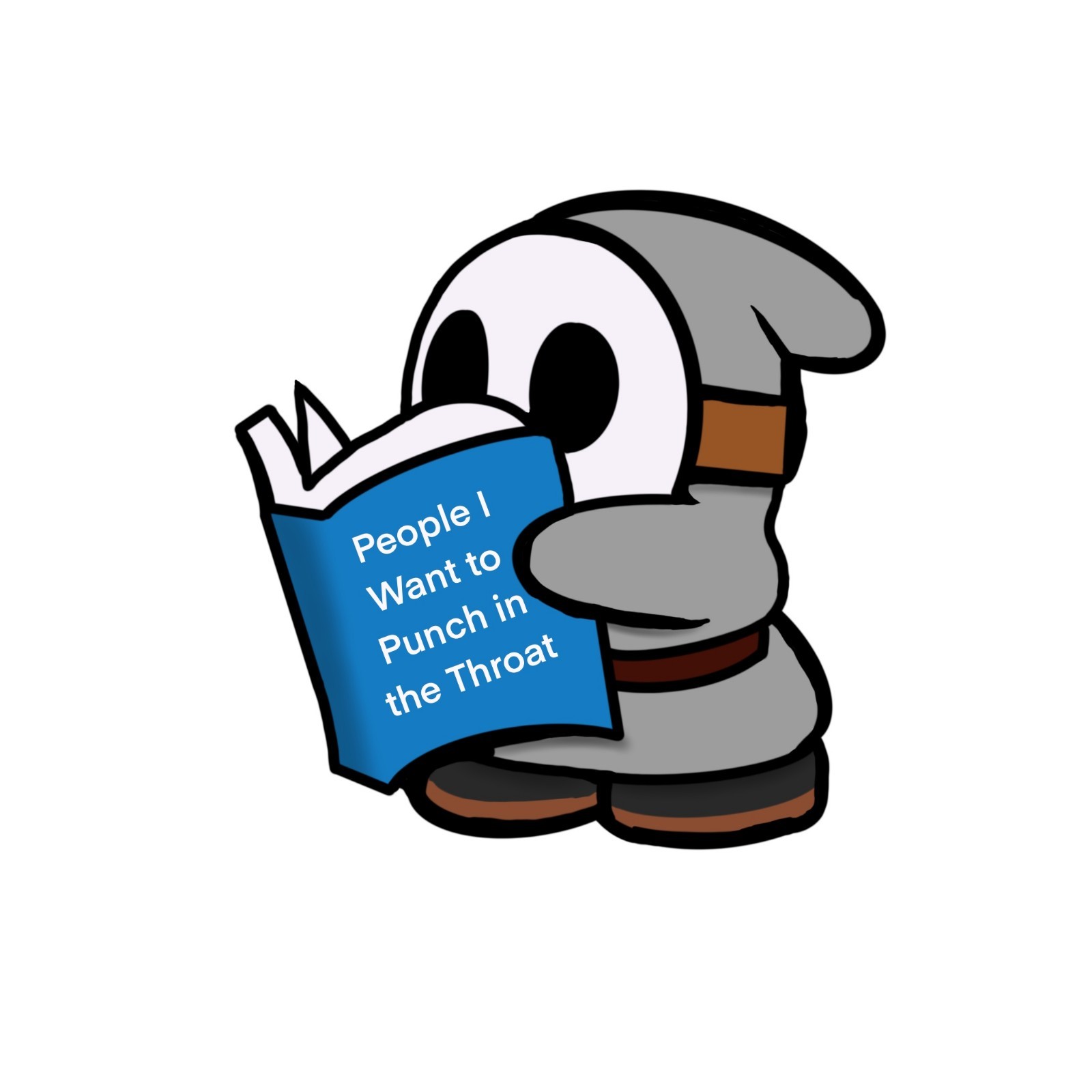 Laminated, Water Resistant, Shy Guy Reading A Book Sticker