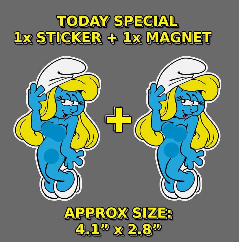 2 Smurfette naked nude Sticker Magnet ps Car Fridge Laptop stickers magnets
