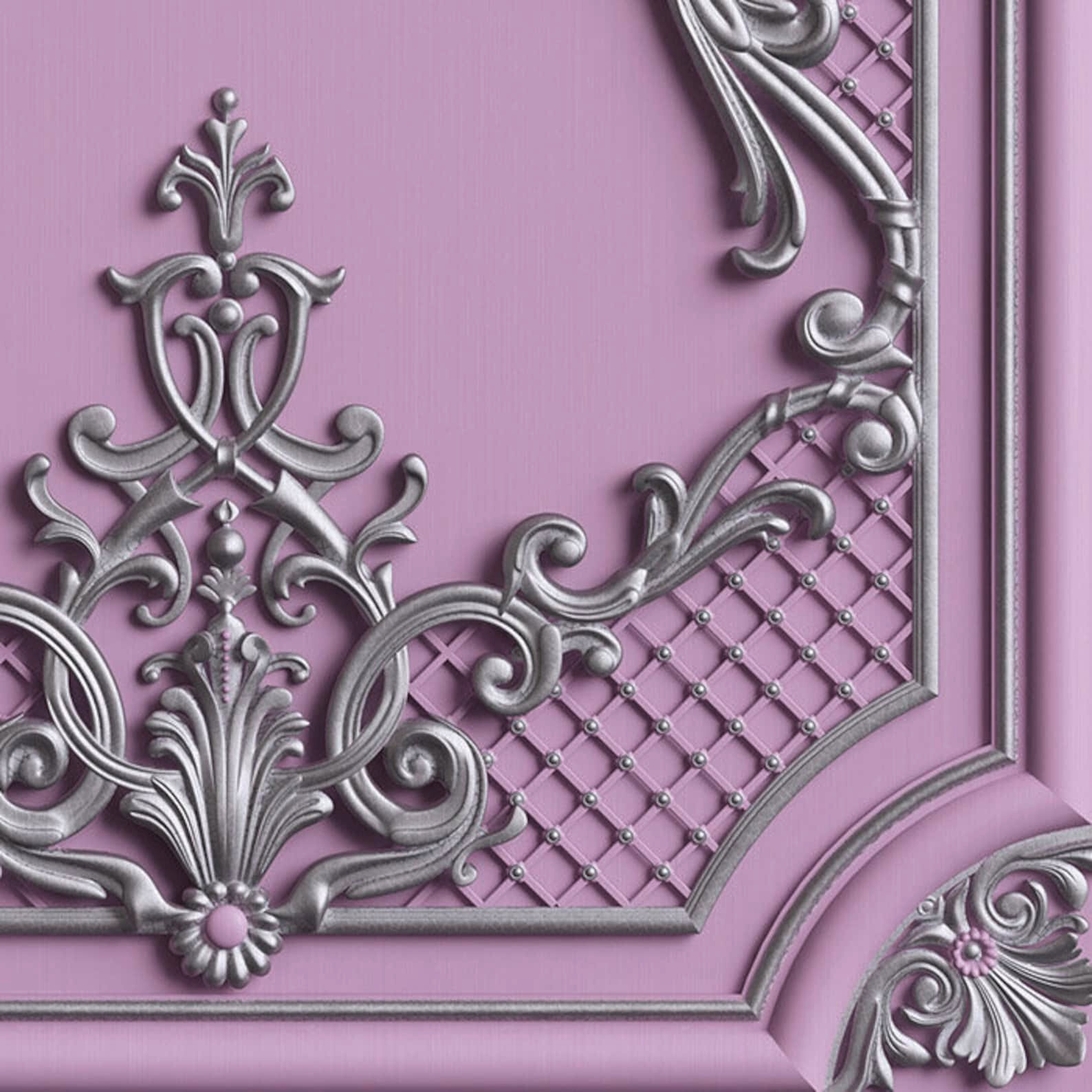 Baroque Door Mural, Classical style, Laminated Pink Sticker Cover, 1 piece