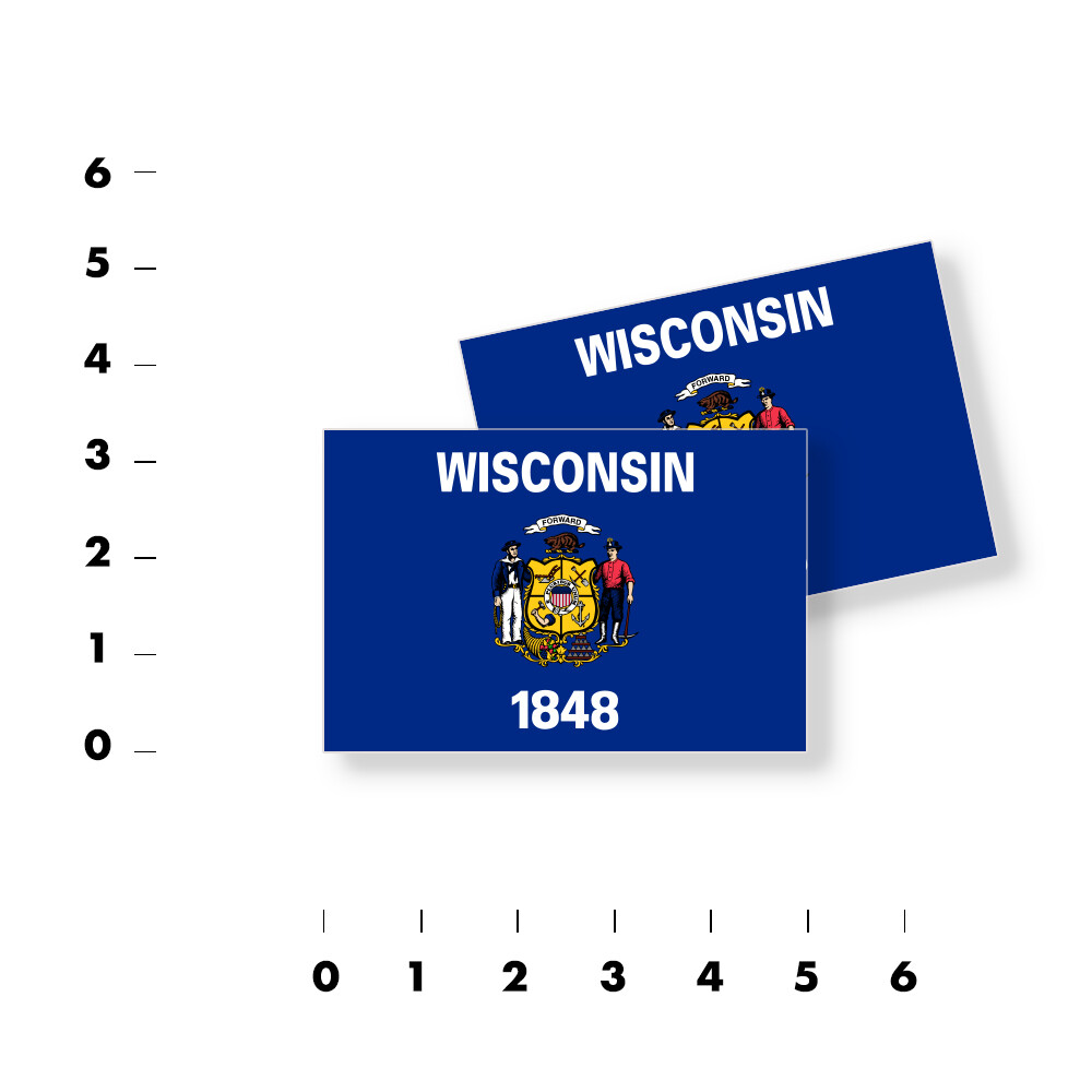 Wisconsin Flag Stickers Flag Decals Vinyl Indoor Outdoor Stickers Set of 4