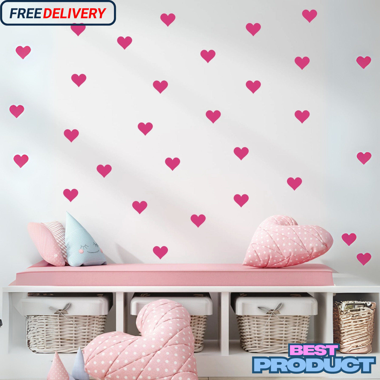 54pcs Heart Pattern Wall Sticker Stickers Wall Decal Vinly Decal for Home Decor