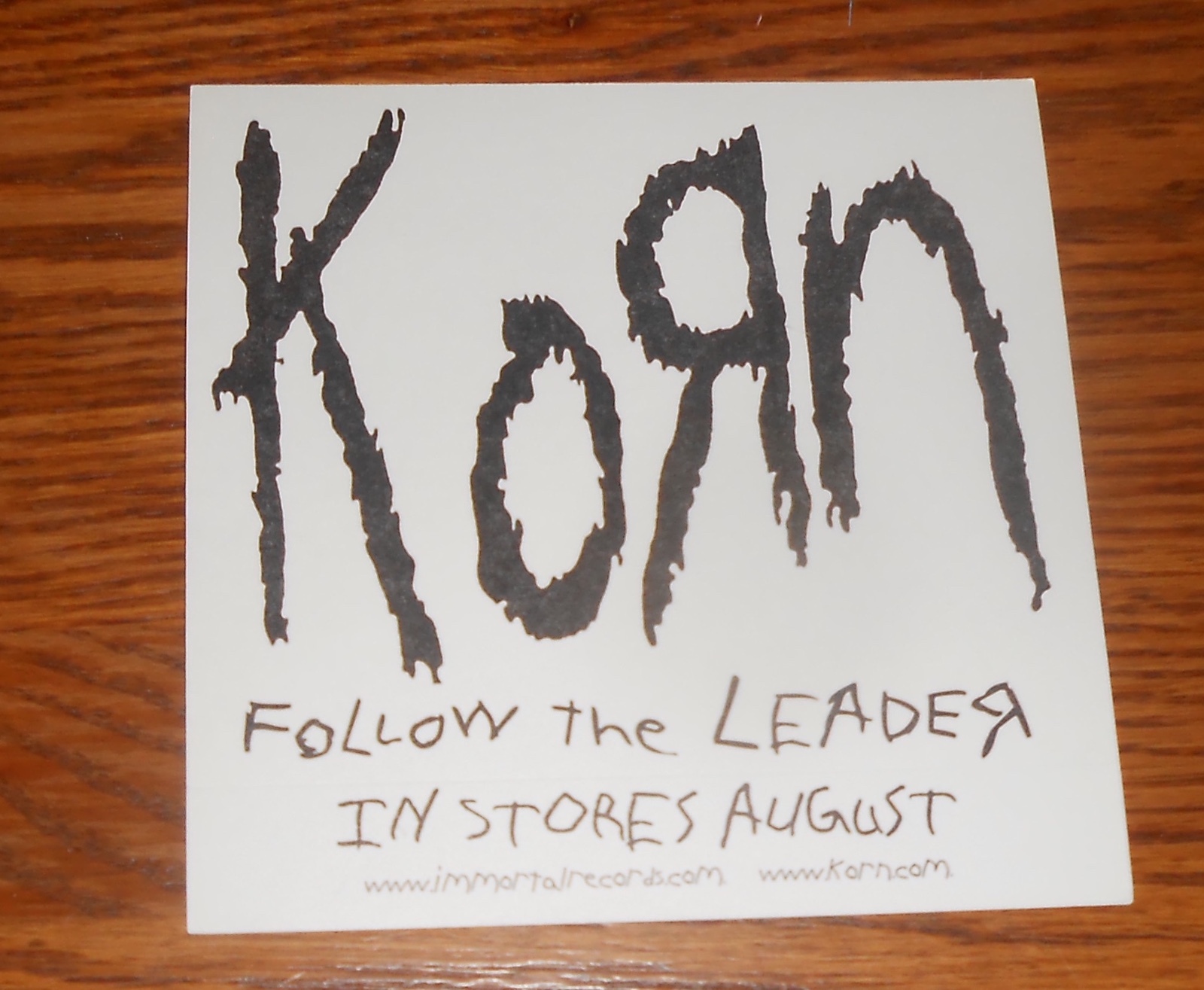 Korn Follow the Leader Sticker Square Promo 5×5