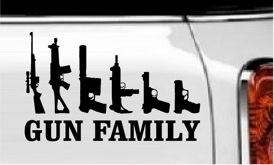 Gun Family Vinyl Decal Home Décor 5" x 8"