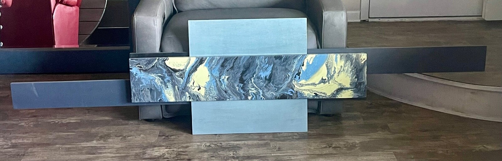 handmade wall art/decor (blue/gray/brown/beige/copper/yellow/purple