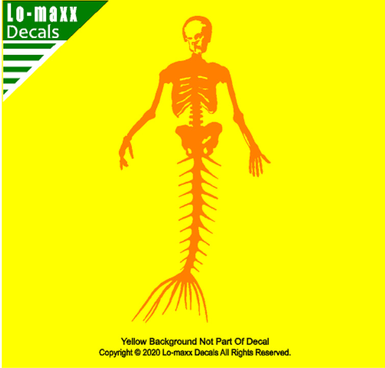 Mermaid Skeleton Sea life Ocean Beach Various Sizes Colors Die Cut Vinyl Decal