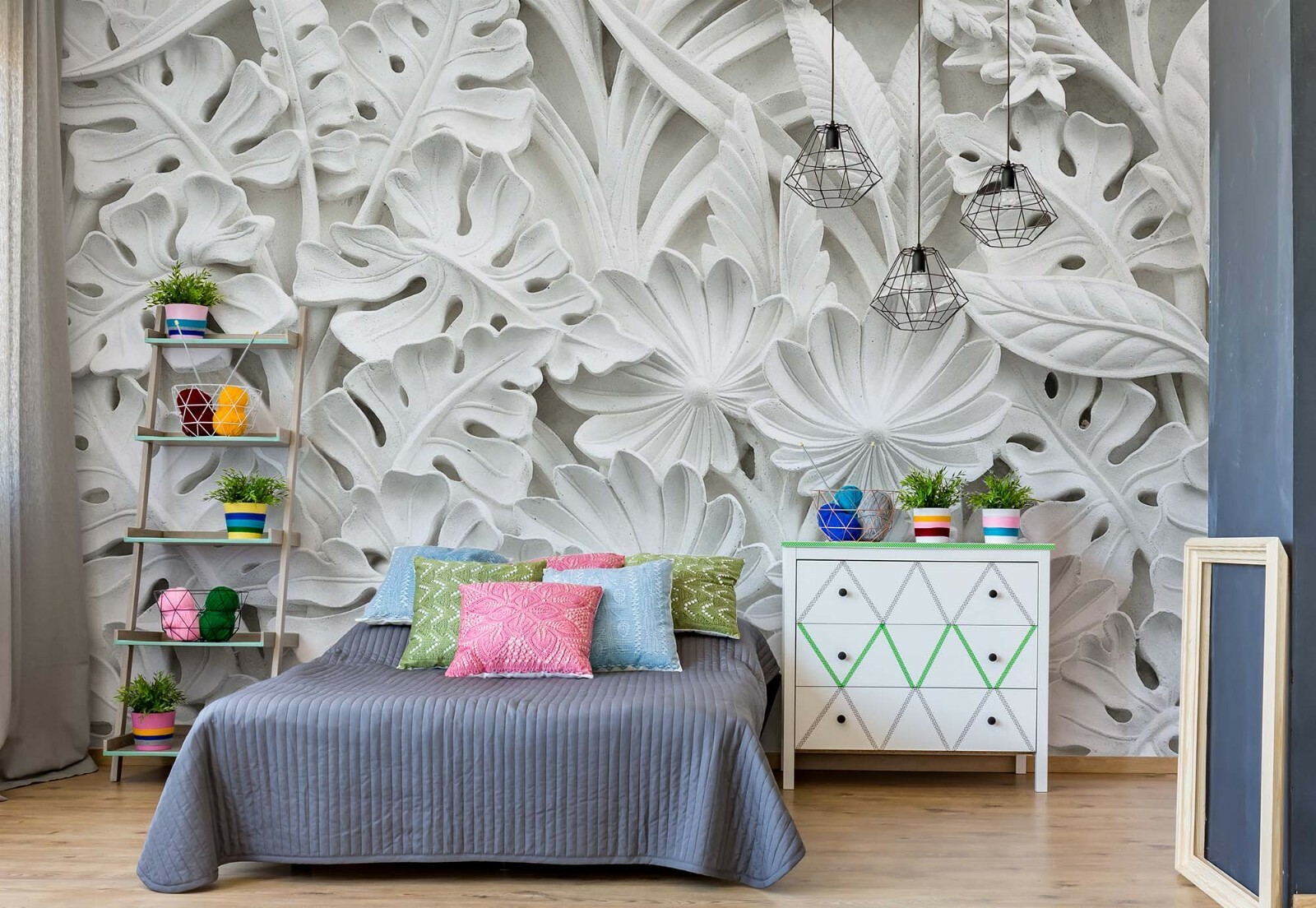 Alabaster flowers WALLPAPER huge photo mural wallpaper BEDROOM wall art