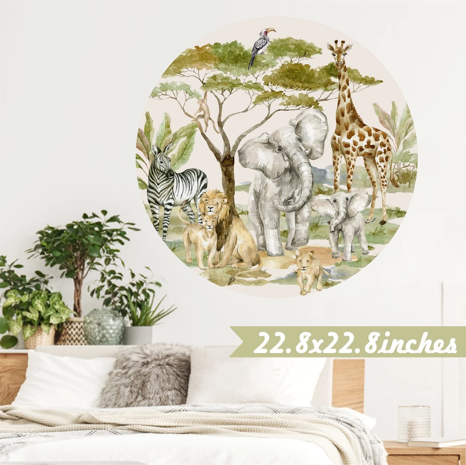 Jungle Animals Wall Decals Kids African Safari Animal Wall Decal Peel and Sti…