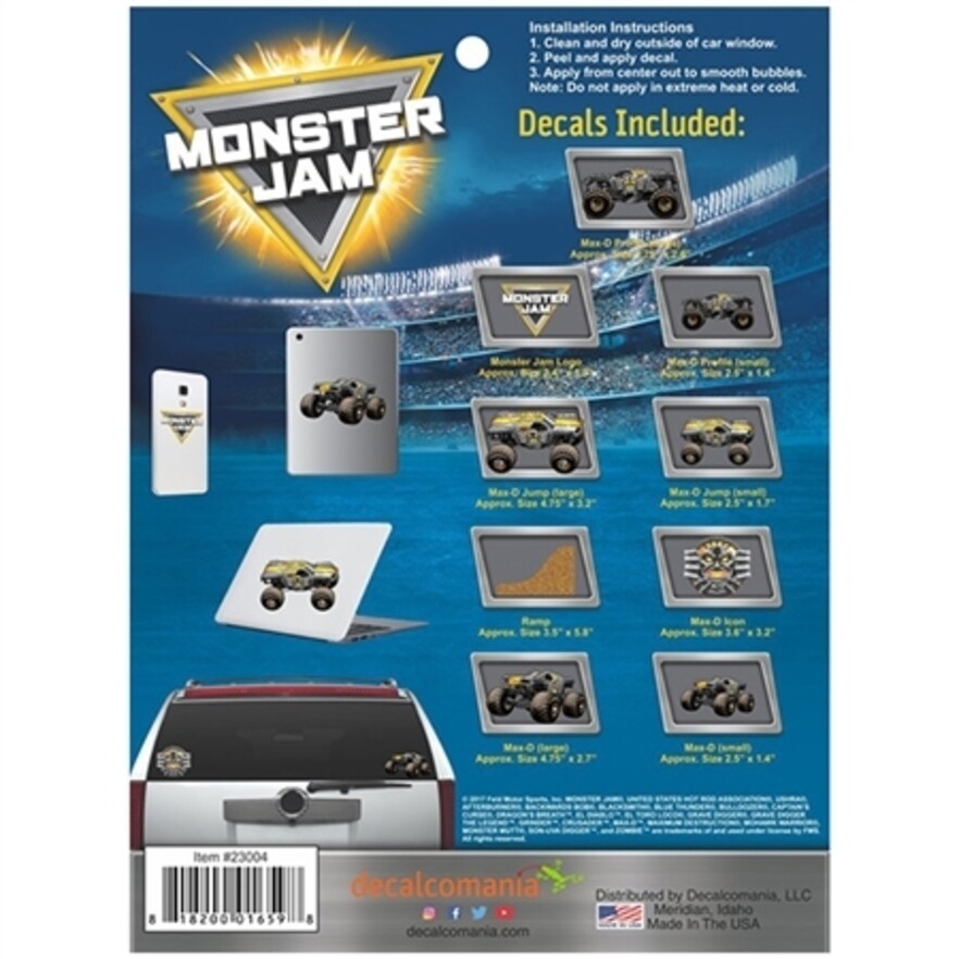 Monster Jam MAX-D Pack ( 9 HIGH QUALITY DECALS) OFFICIALLY LICENSED