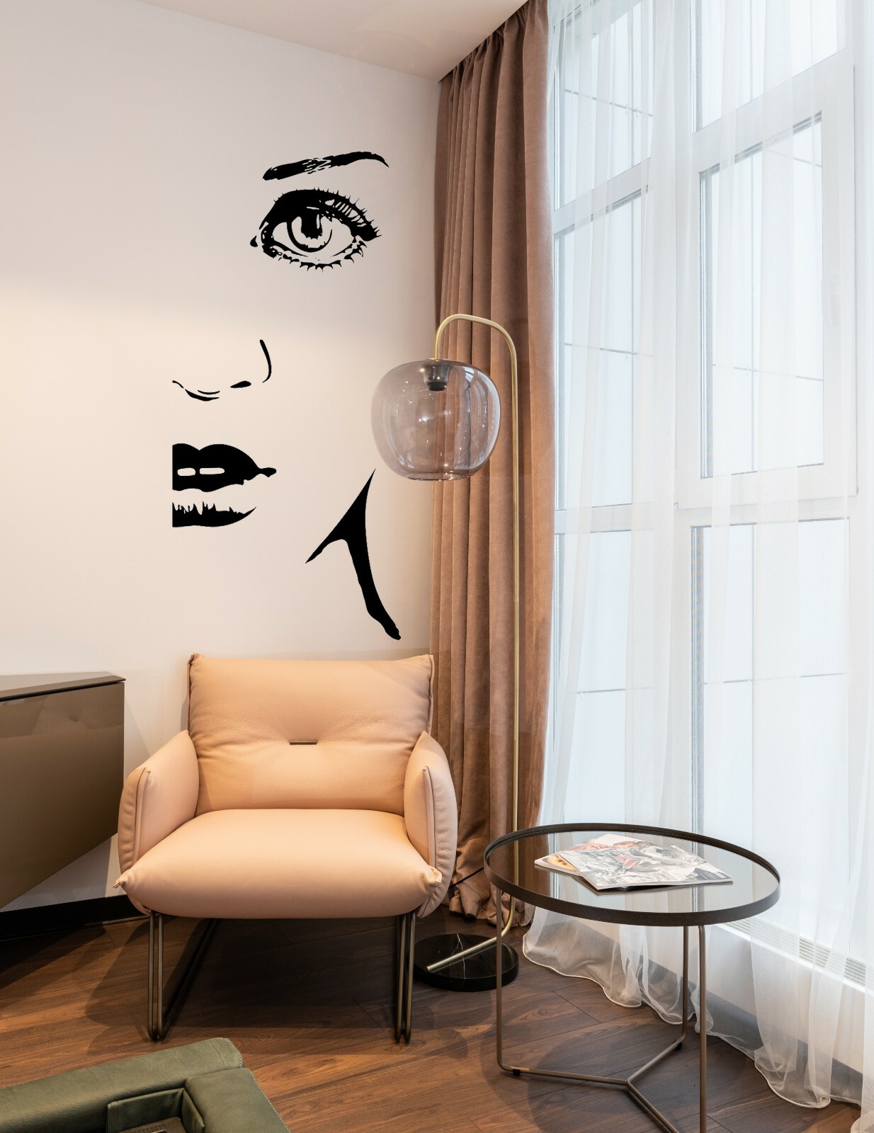 Women Face Wall Decal Line Art Modern Large Wall Decal Removable Sticker