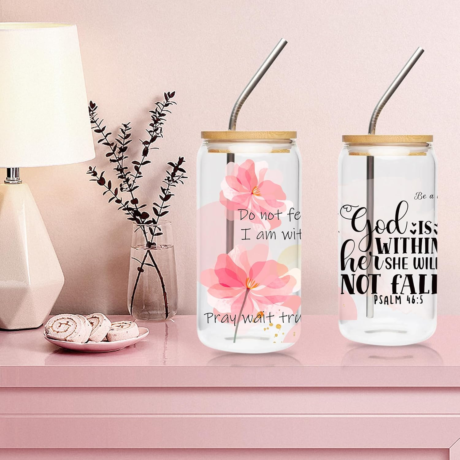 UV DTF Cup Wraps Sticker – 4 Sheets Bible Flower UV DTF Transfers for 16 OZ Glas