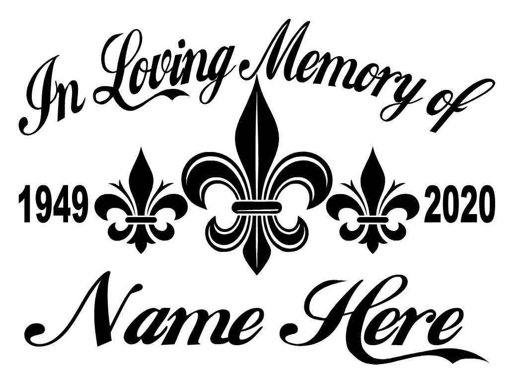 In Loving Memory Decal Triple Fleur‑de‑Lis Faith Symbol | Window Vinyl Sticker