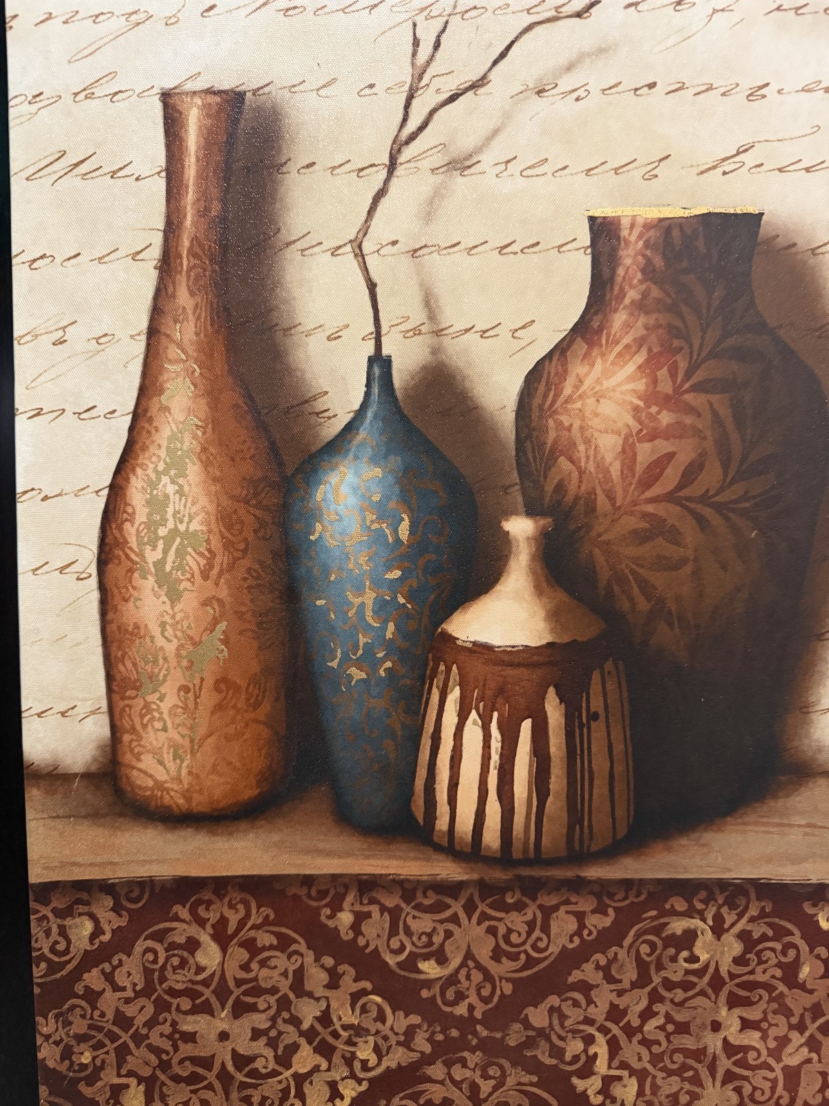 Wall Art Set of 2 Framed Canvas Still Life Vase Decor Neutral Brown Blue