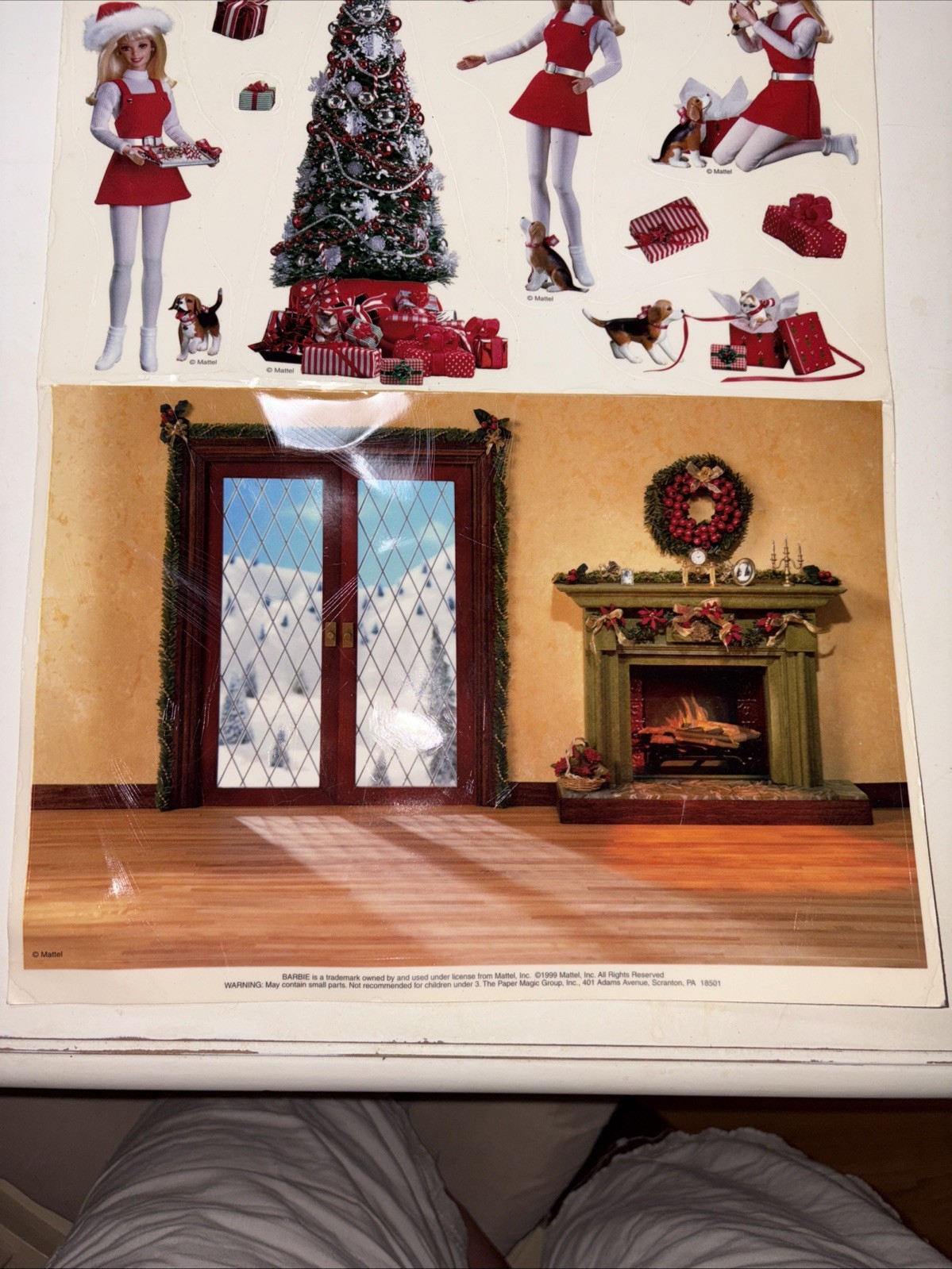 Barbie Static Cling Window Decor Winter Snow Christmas Mattel 1999