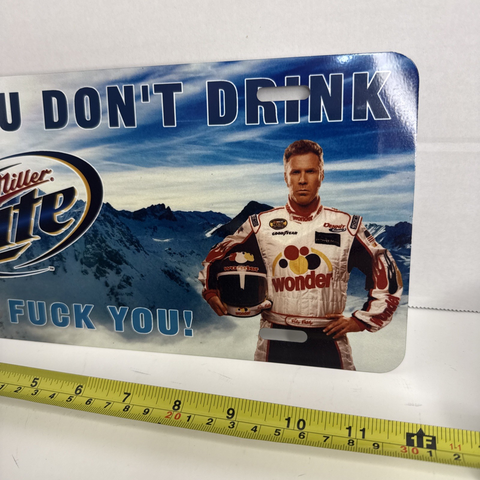 Ricky Bobby if you don't drink Miller lite car License plate mancave garage sign