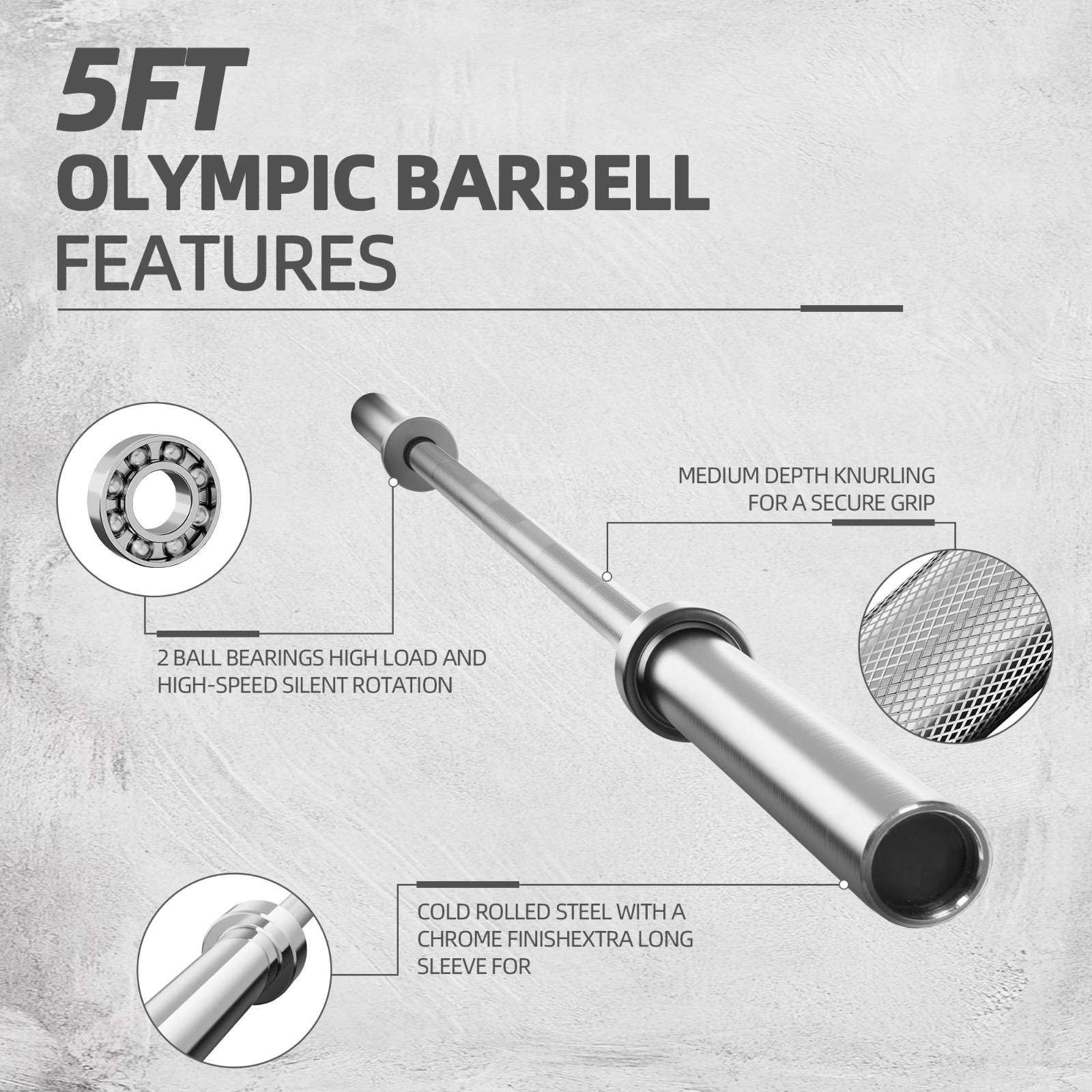 BalanceFrom Olympic Bar for Weightlifting and Power Lifting Barbell, 700-Pound