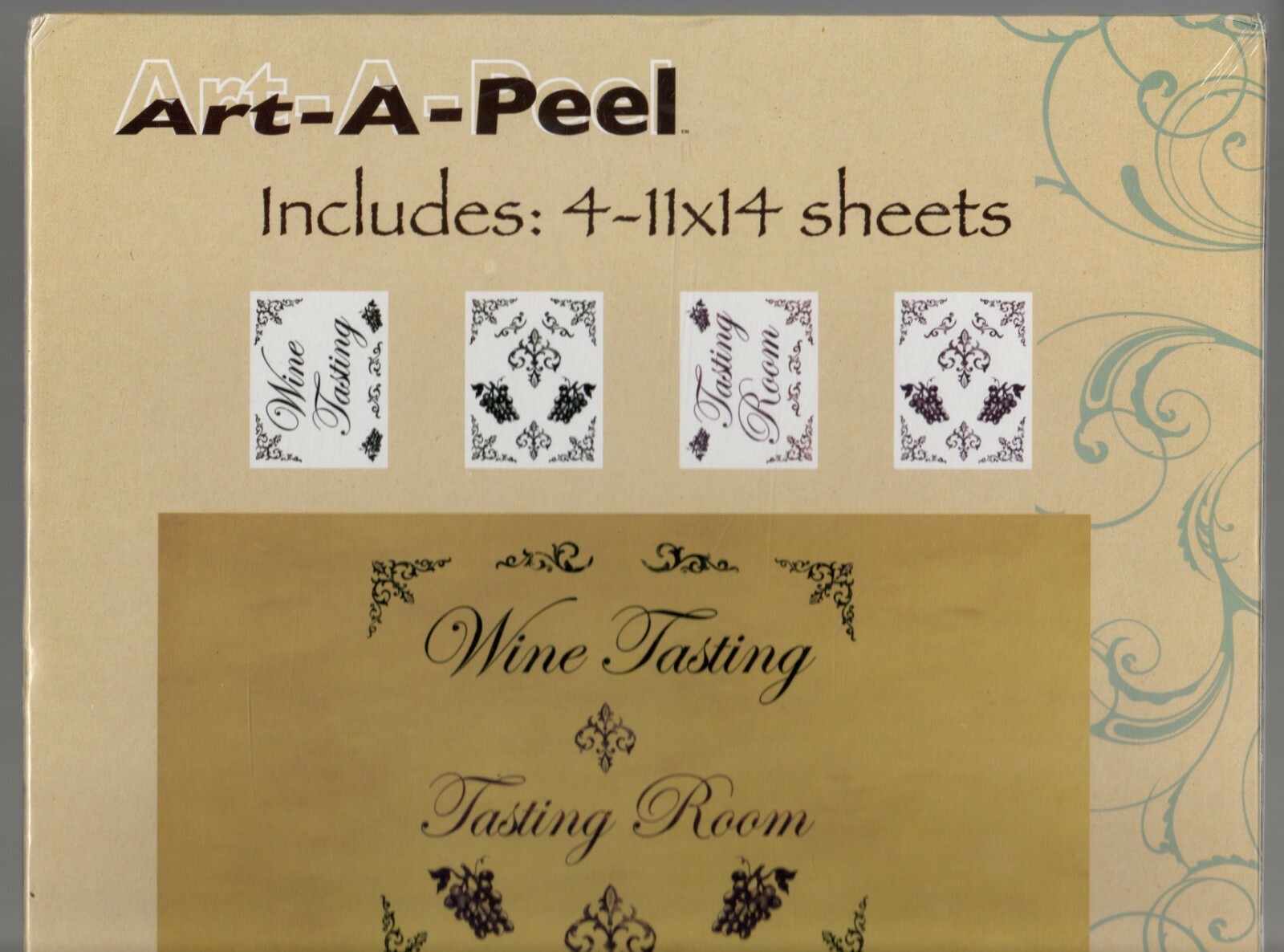 Wine Tasting Wall Decals/Stickers Art-A-Peel, 4 Sheets 11" x 14" Room Black NEW