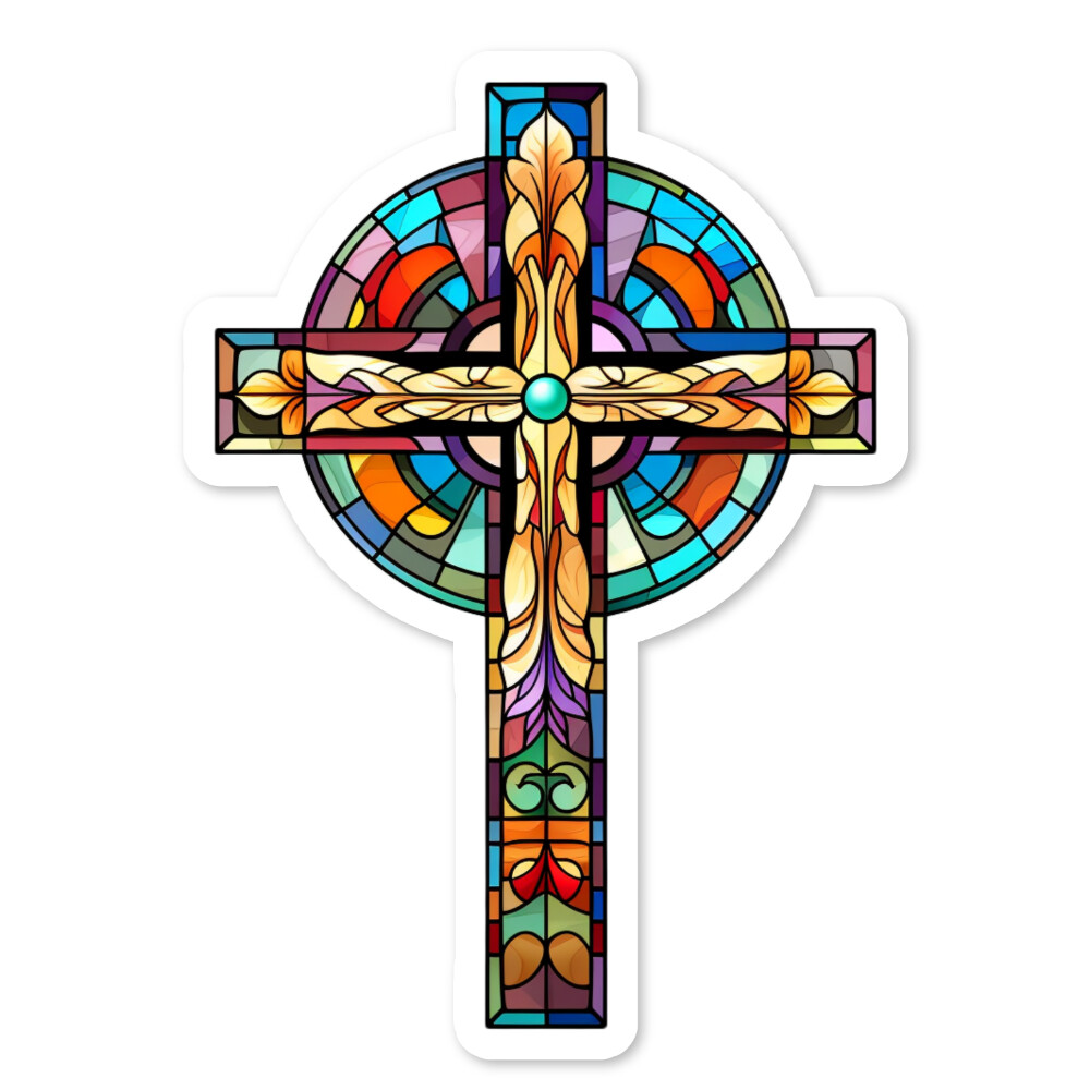 Christian Cross Vinyl Sticker, Water Resistant, Laptop, Water Bottle, Scrapbook