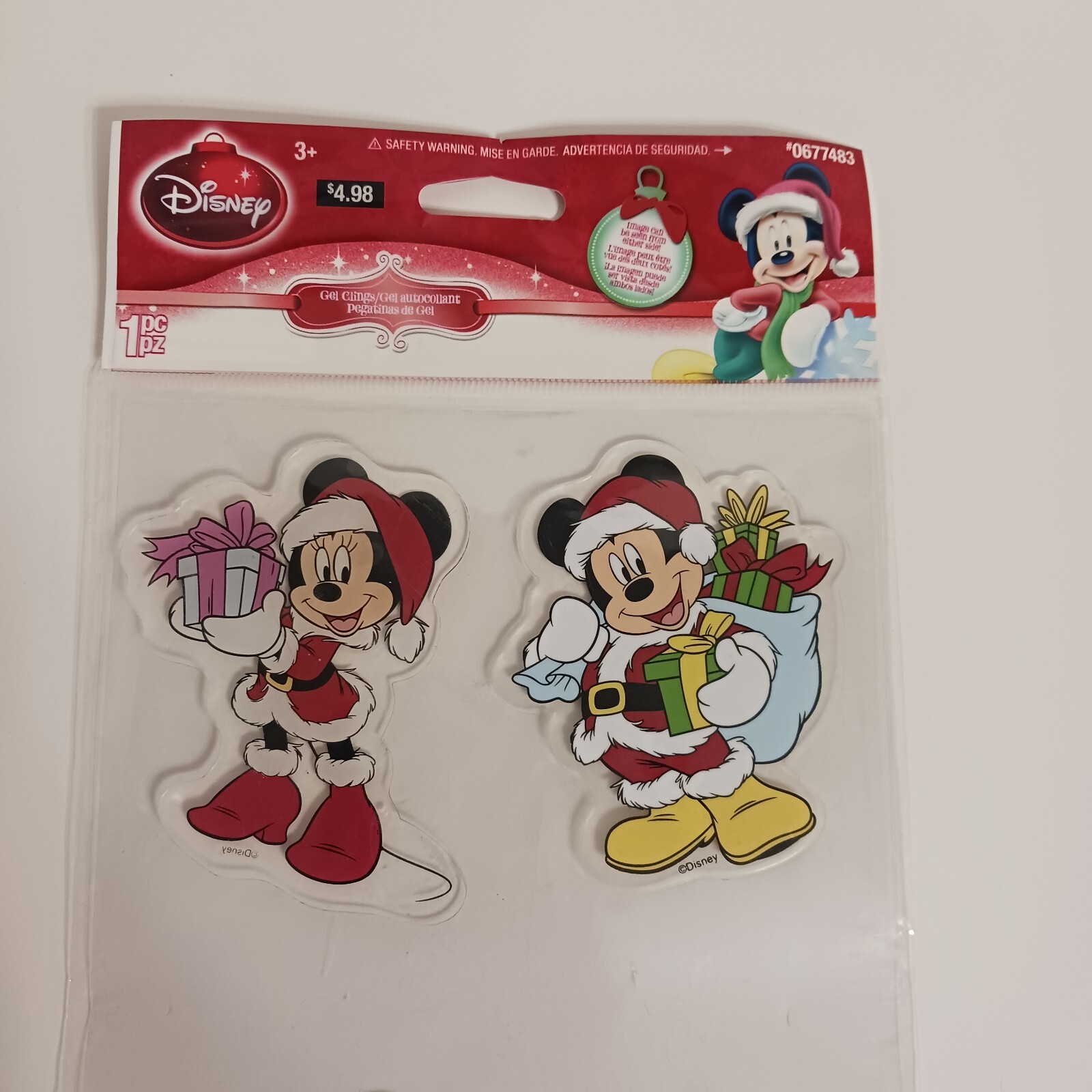 Gemmy Window Gel Clings Christmas Micky & Minnie & Donald Duck & Pluto NEW