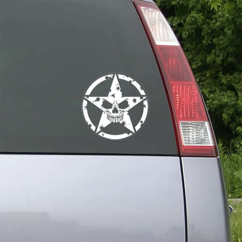MILITARY JEEP ARMY STAR SKULL CLEAR DECAL STICKER, USMC, VINYL SIGN ART PRINT