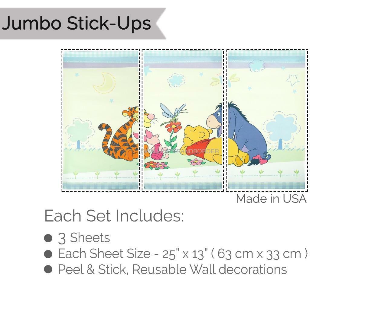 Jumbo Winnie The Pooh & Friends Wall Mural Piglet Tigger Eeyore Room Decor Decal