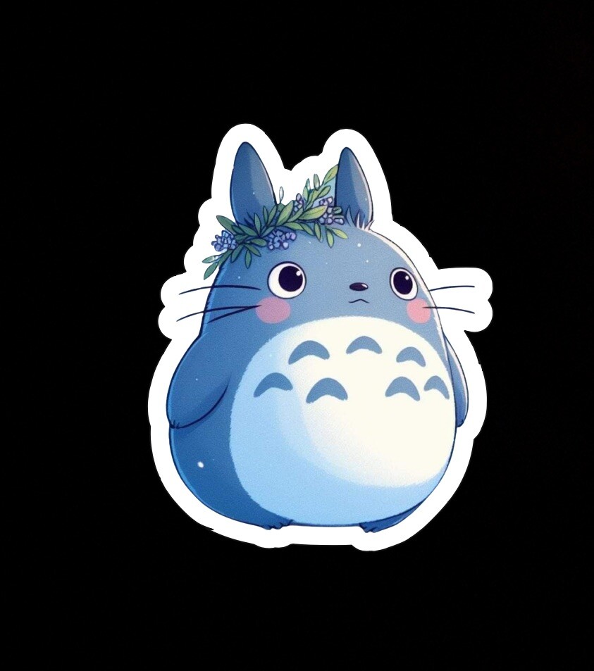 Totoro, Cute Fun Gray Anime Adorable Glossy Vinyl sticker, Decal