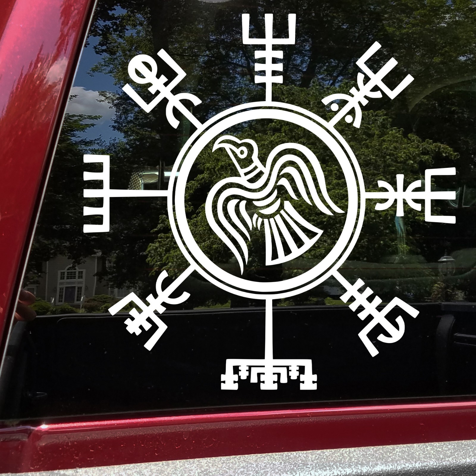 Viking Compass with Raven V3 Vinyl Decal – Nordic Celtic Norse Vegvisir