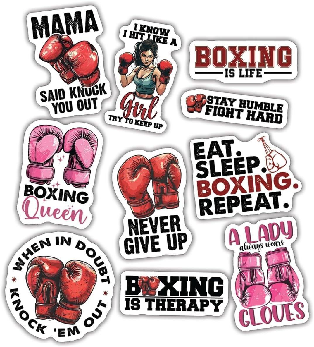 10pcs Boxing Sticker Motivational Boxing Quotes Gloves Fighter Gym Athlete Decor