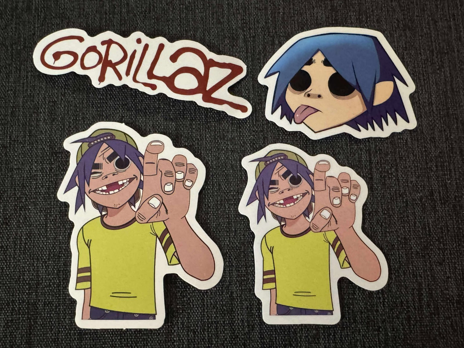 Lot (4) GORILLAZ 1" to 3 1/2" Logo Stickers FAST! FREE SHIP! Damon Albarn