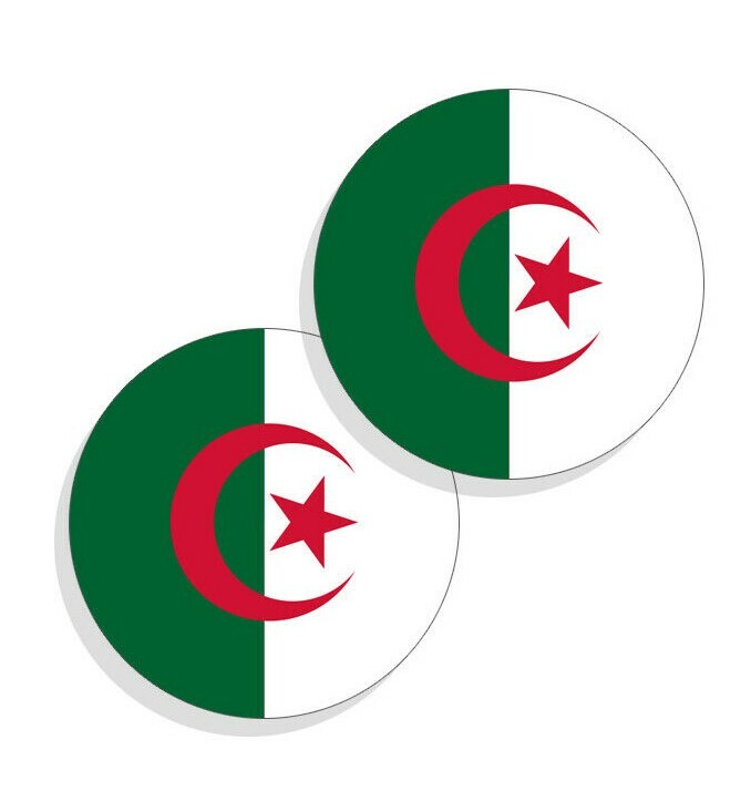 Algeria Flag Stickers Flag Decals Vinyl Indoor Outdoor Stickers Round Set of 4