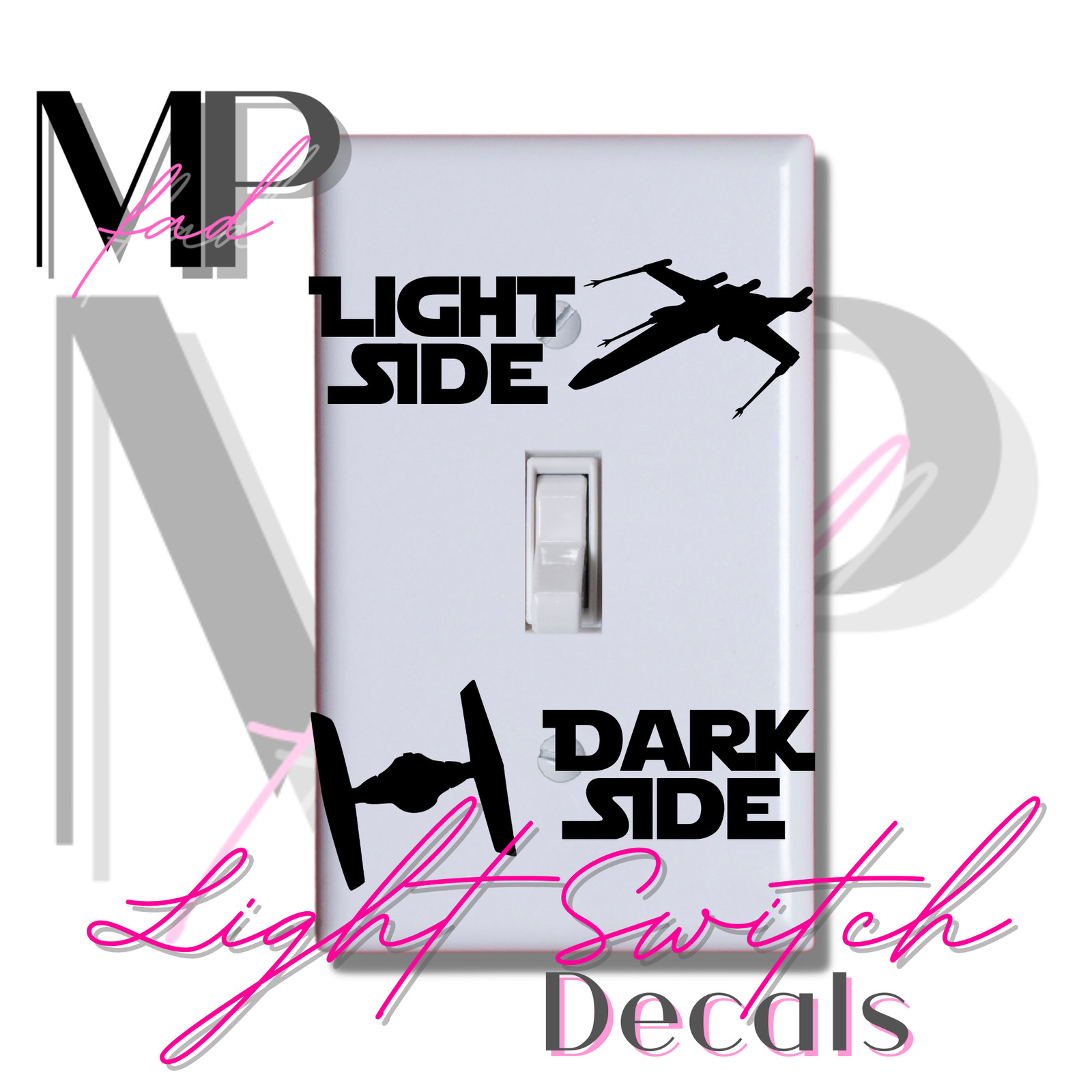 Star Wars Light Switch Set Wall Plate Decal Home Decor Sticker XWING TIE FIGHTER