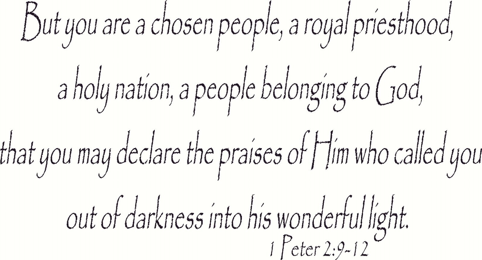 1 Peter 2:9-12 11 x 22 Bible Verse Vinyl Wall Decals by Scripture Wall Art