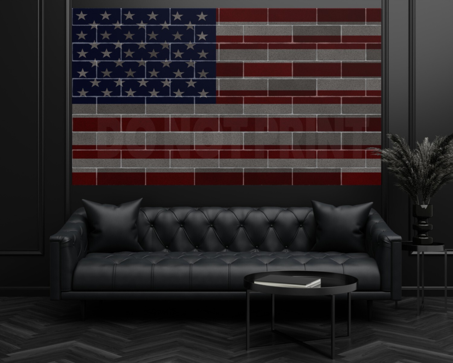American Flag Vintage Distressed Brick Wall Washable Vinyl Wall Decal Sticker
