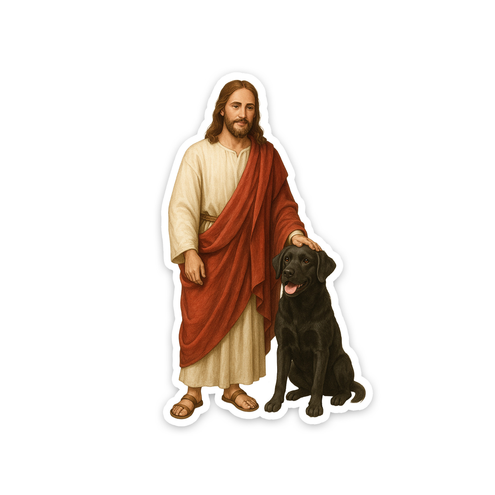 Jesus and the Black Lab Sticker 4 Inch Vinyl Decal Waterproof Original Art