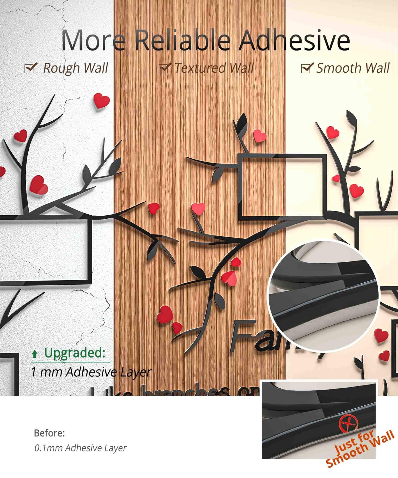 Love Family Tree Wall Decor Picture Frame Collage Removable 3D DIY Acrylic Wa…