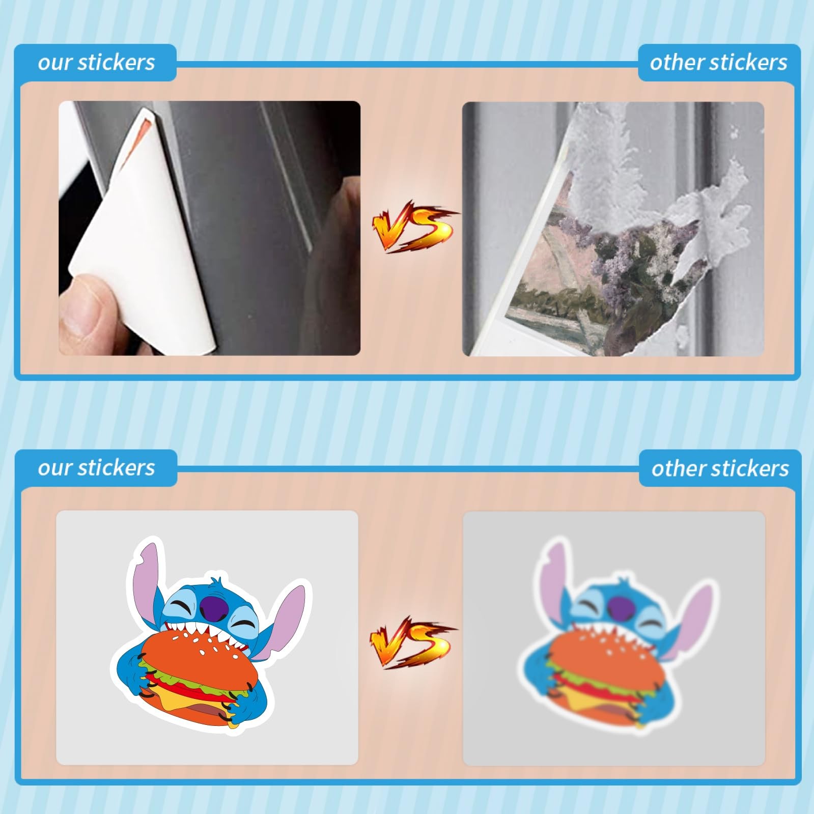 120pcs Stitch Stickers Pack Cartoon Cute Waterproof Vinyl Sticker Multicolor
