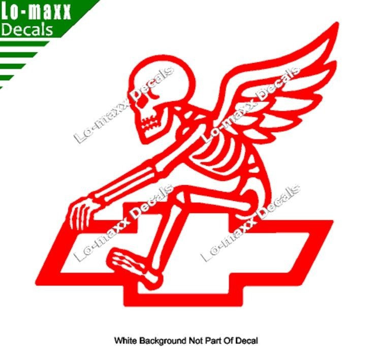 Chevy Bowtie Reaper Skeleton Wings Car Truck Die Cut Vinyl Decal Sticker
