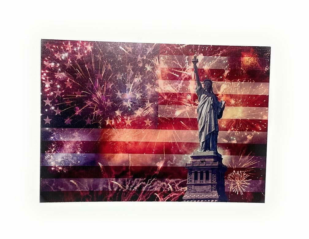 4th of JULY USA Flag Lady Liberty Fireworks Patriotic 5" x 3.5" Set of 2 Decals